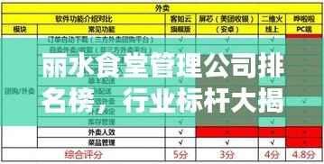 丽水食堂管理公司排名榜,行业标杆大揭秘!