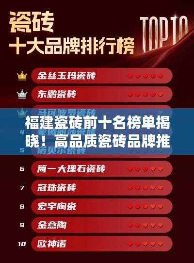 福建瓷砖前十名榜单揭晓!高品质瓷砖品牌推荐