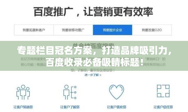 专题栏目冠名方案,打造品牌吸引力,百度收录必备吸睛标题!