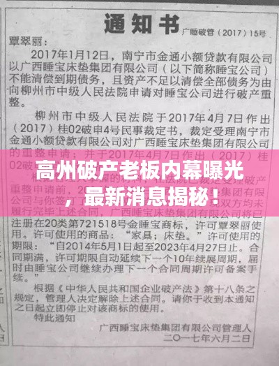 高州破产老板内幕曝光,最新消息揭秘!