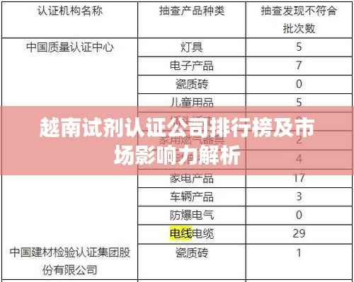 越南试剂认证公司排行榜及市场影响力解析