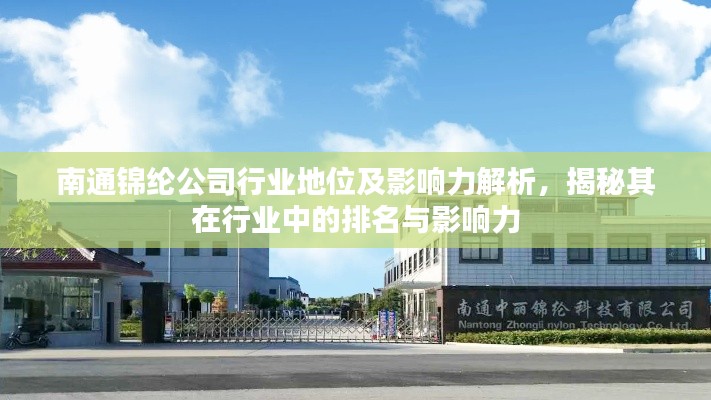 南通锦纶公司行业地位及影响力解析,揭秘其在行业中的排名与影响力